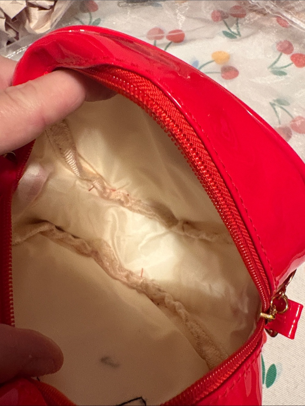 Novelty Strawberry Crossbody Bag with Gold Chain - Red and Green - Picture 2 of 5